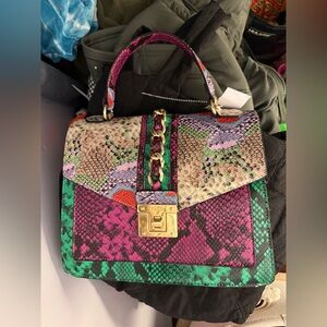Aldo Bisegna Faux Snakeskin Rainbow Colored Crossbody/Shoulder Bag